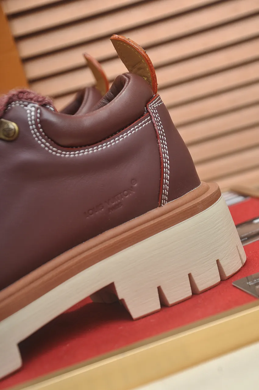 Men's shoes 💰660💶 LV Louis Vuitton 2025 autumn and winter new couple's new style, the original version is developed one to one, retro fashion, handsome and cool mountaineering derby shoes are out of stock 👍 💎 Material: imported first-layer cowhide 💎 Lining: imported lambskin 💎 Outsole: original molded TR non-slip sole 💎 Bottom height: 3.5cm 💎 Shoe size: 35-45 for both men and women